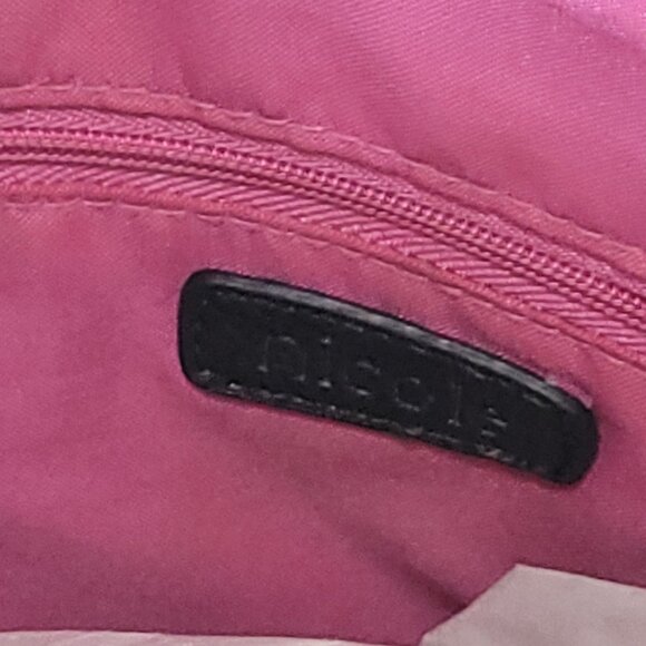 Nicole Miller Black Leather Shoulder Bag 12" X 12" X 4.5" With 12" Strap Drop Si - Picture 10 of 13